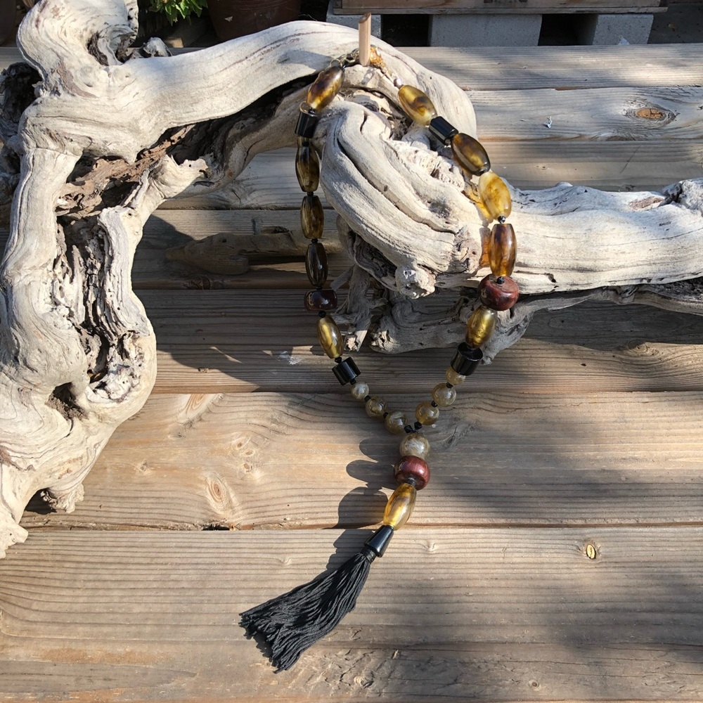 Chico vintage tassle and acrylic necklace.